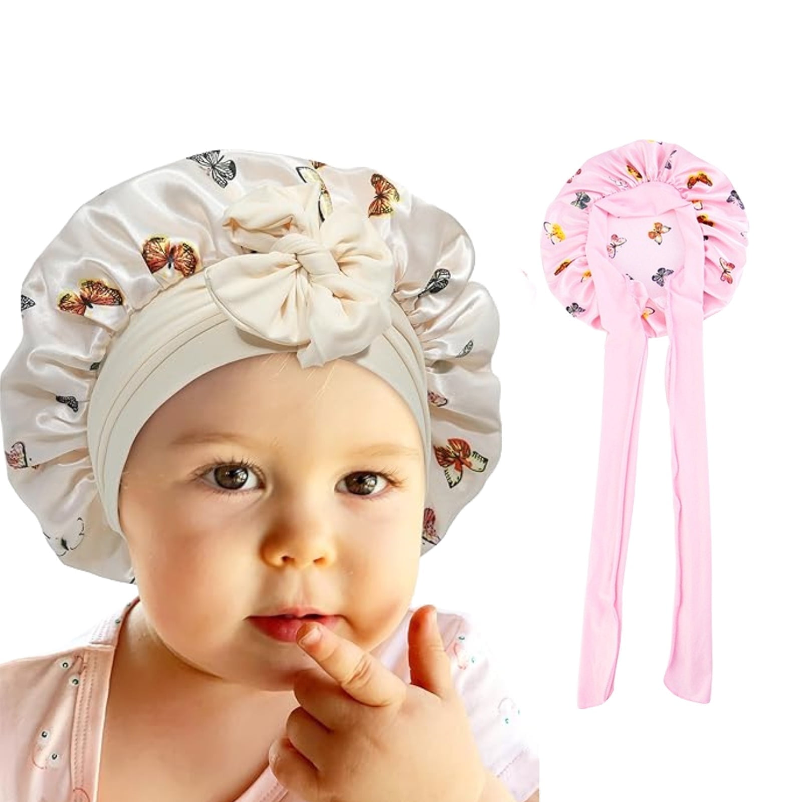 DODAMOUR 2 Pack Kids Satin Silk Bonnet Hair Cap, Adjustable
