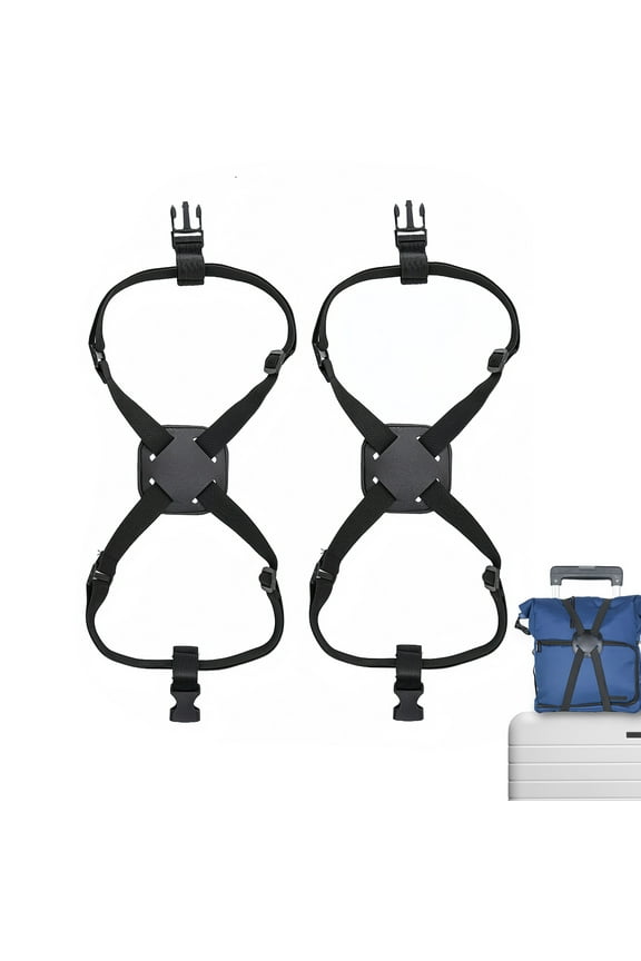 2-Pack Adjustable Elastic Luggage Straps with Buckles, Travel Accessories for Suitcases, Black