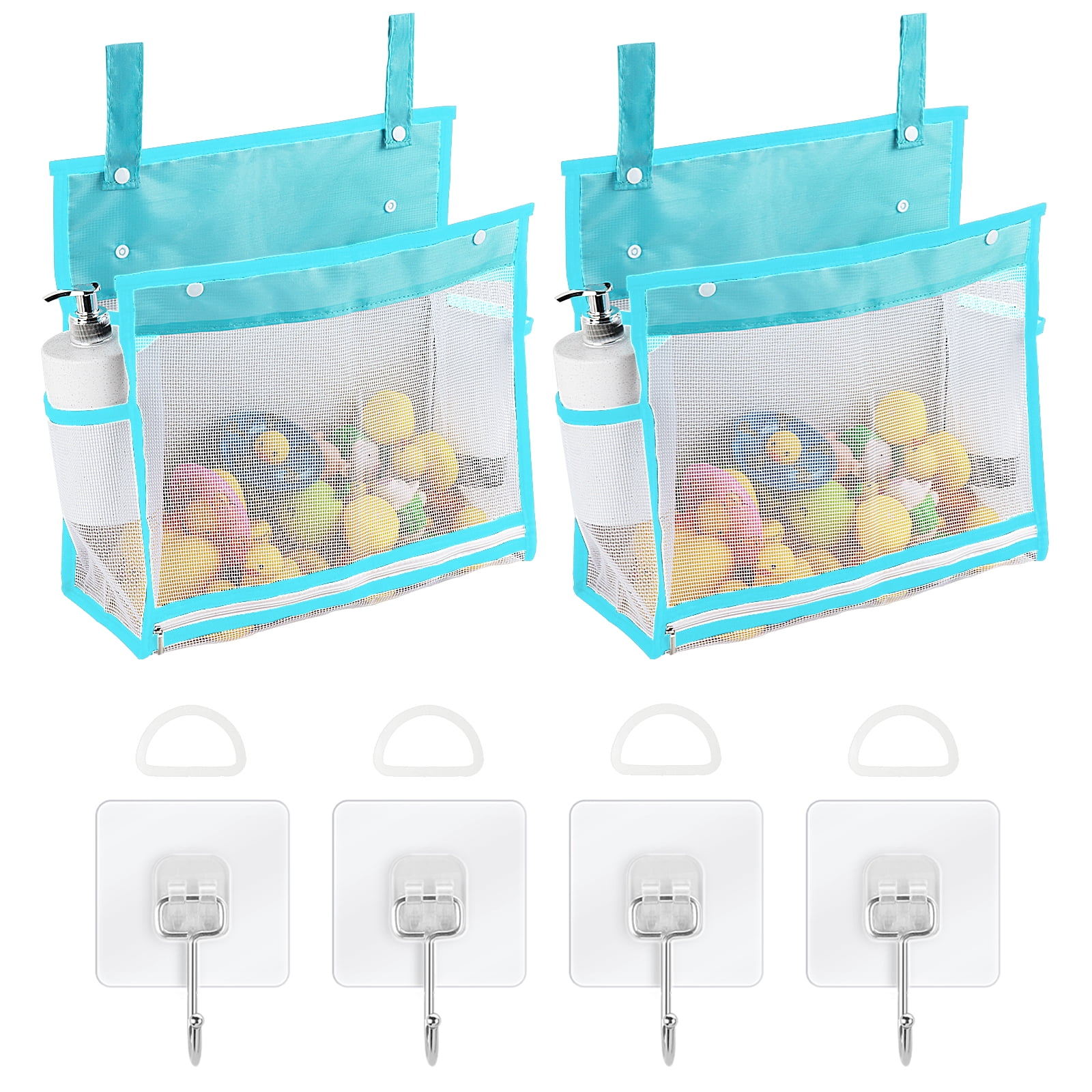 DODAMOUR 2 Pack Mesh Bath Toy Organiser, Bathroom Storage with 4 Hooks ...