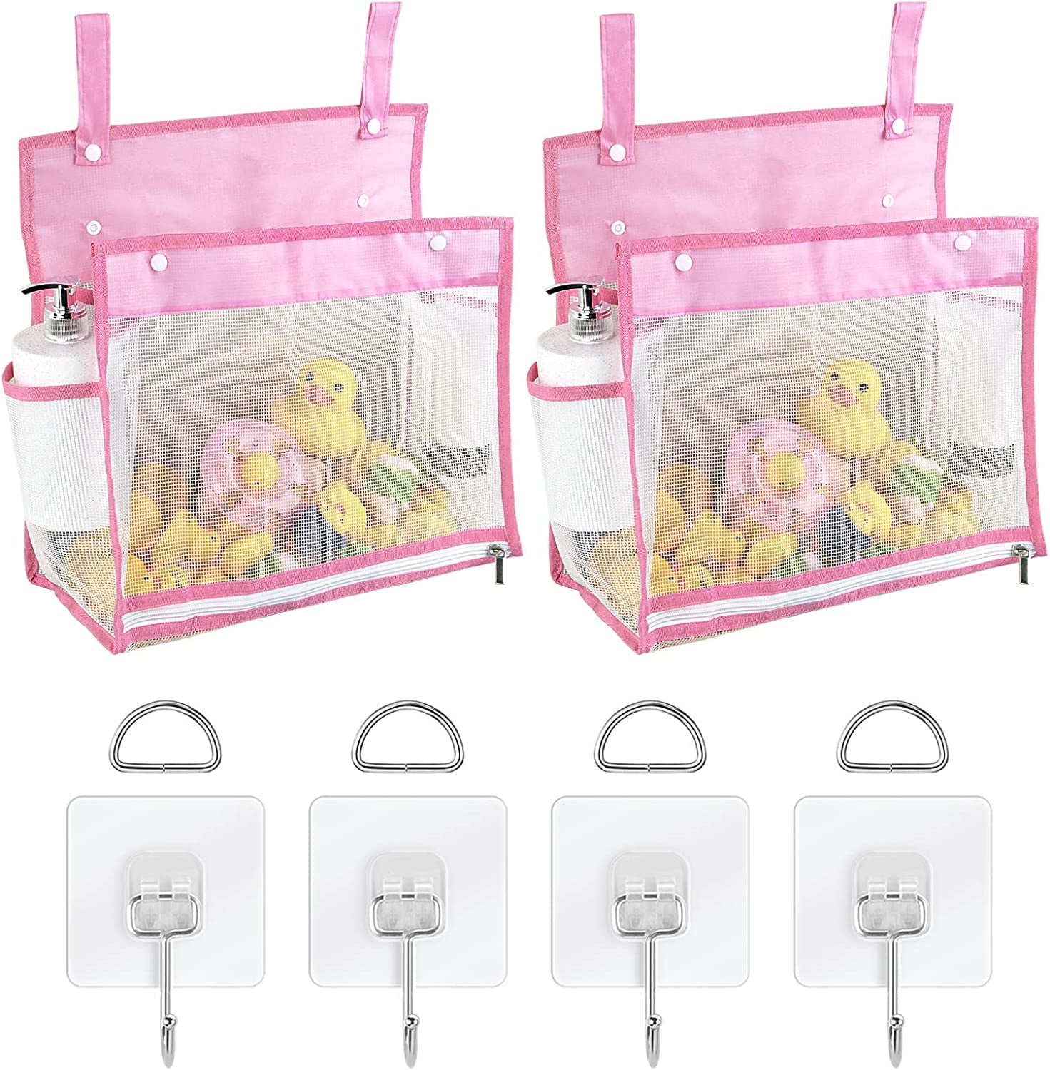DODAMOUR 2 Pack Mesh Bath Toys Organizer, Bathroom Toy Storage with 4 ...