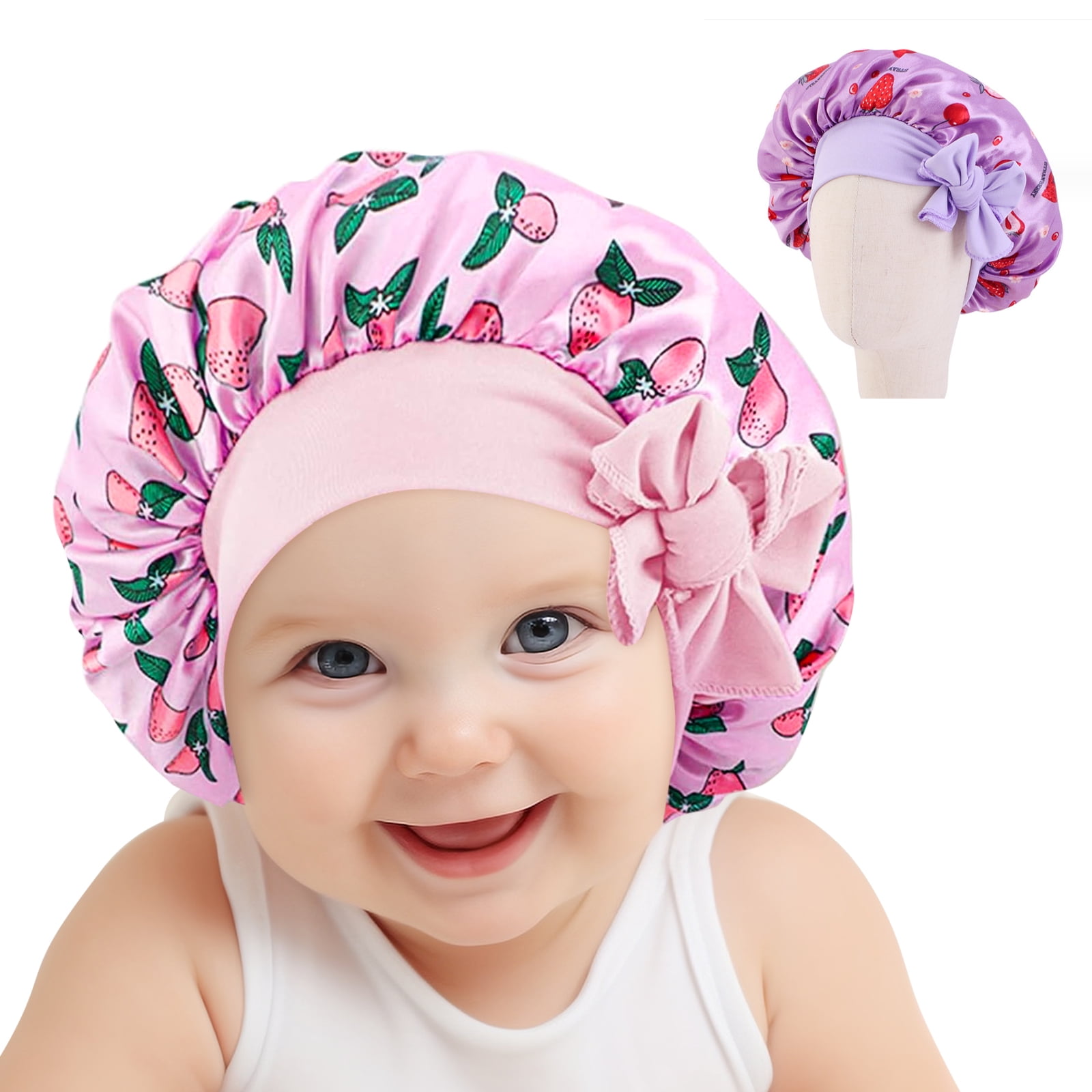 DODAMOUR 2 Pack Satin Silk Hair Cap for Kids, Adjustable Sleep