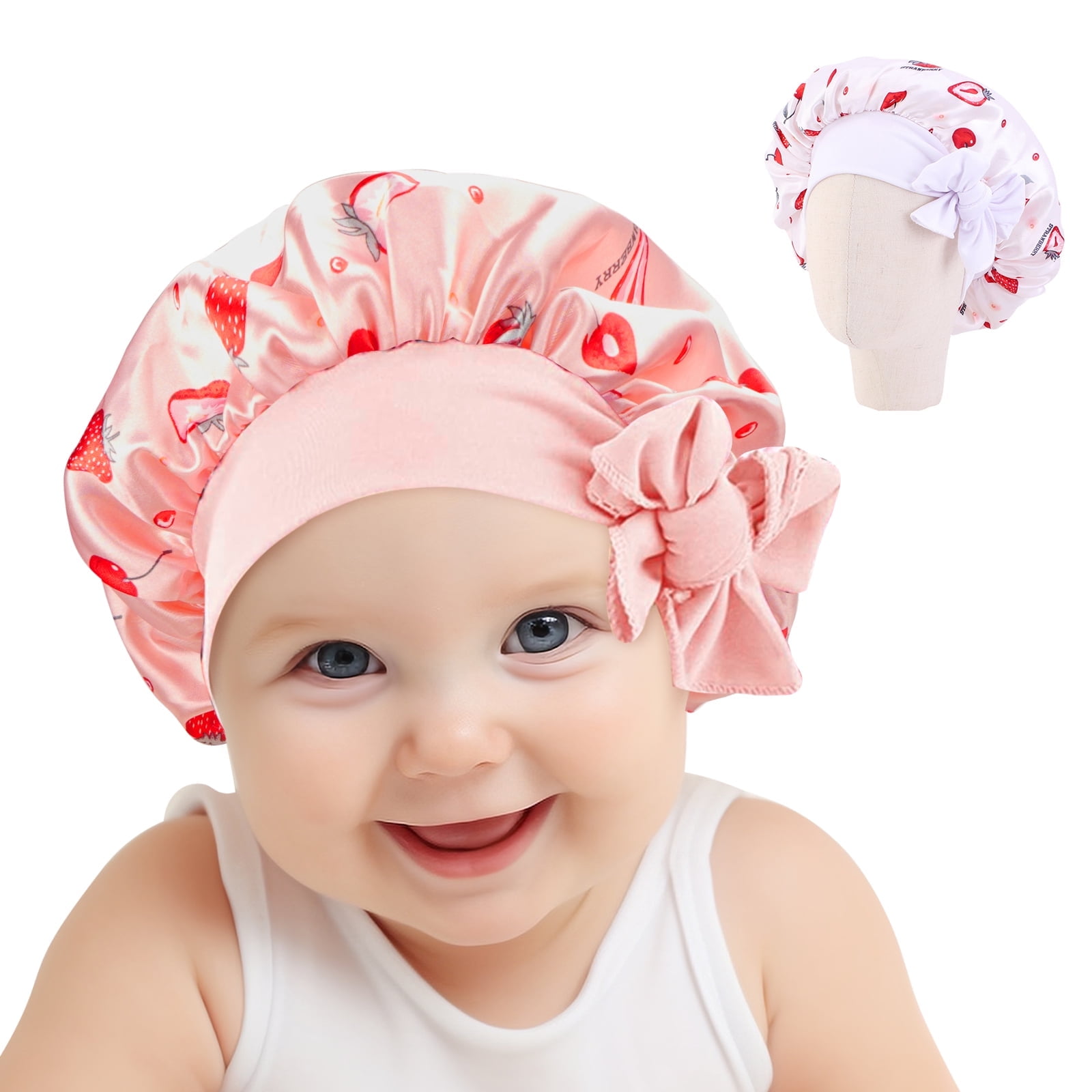 DODAMOUR 2 Pack Satin Silk Bonnet Hair Cap for Kids