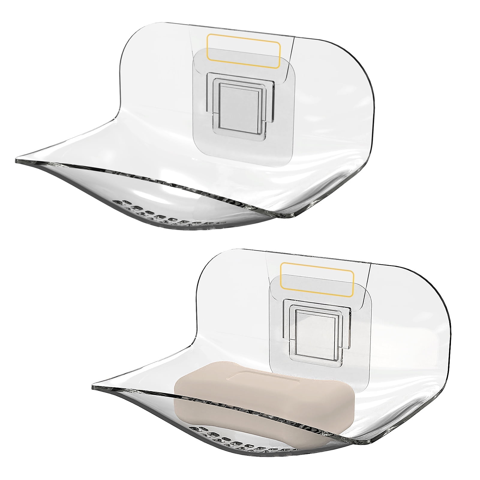DODAMOUR 2-Pack Wall Mounted Soap Dish, Plastic Holder with Drain for ...