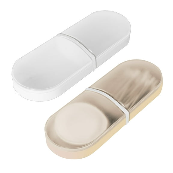 DODAMOUR 2-Pack Cotton Swab & Makeup Pads Organizer, Lightweight Plastic Container with Lid, White & Beige