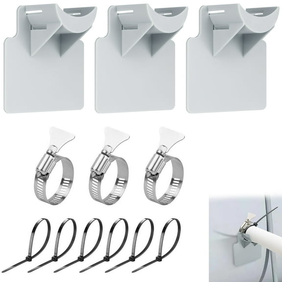 DODAMOUR 3 Pack Swimming Pool Pipe Holders, Pool Hoses for Above Ground Pools, Swimming Pool Hose Support with 3 Tapes, 6 Cable Ties & 3 Stainless Steel Hose Clamps (Grey)