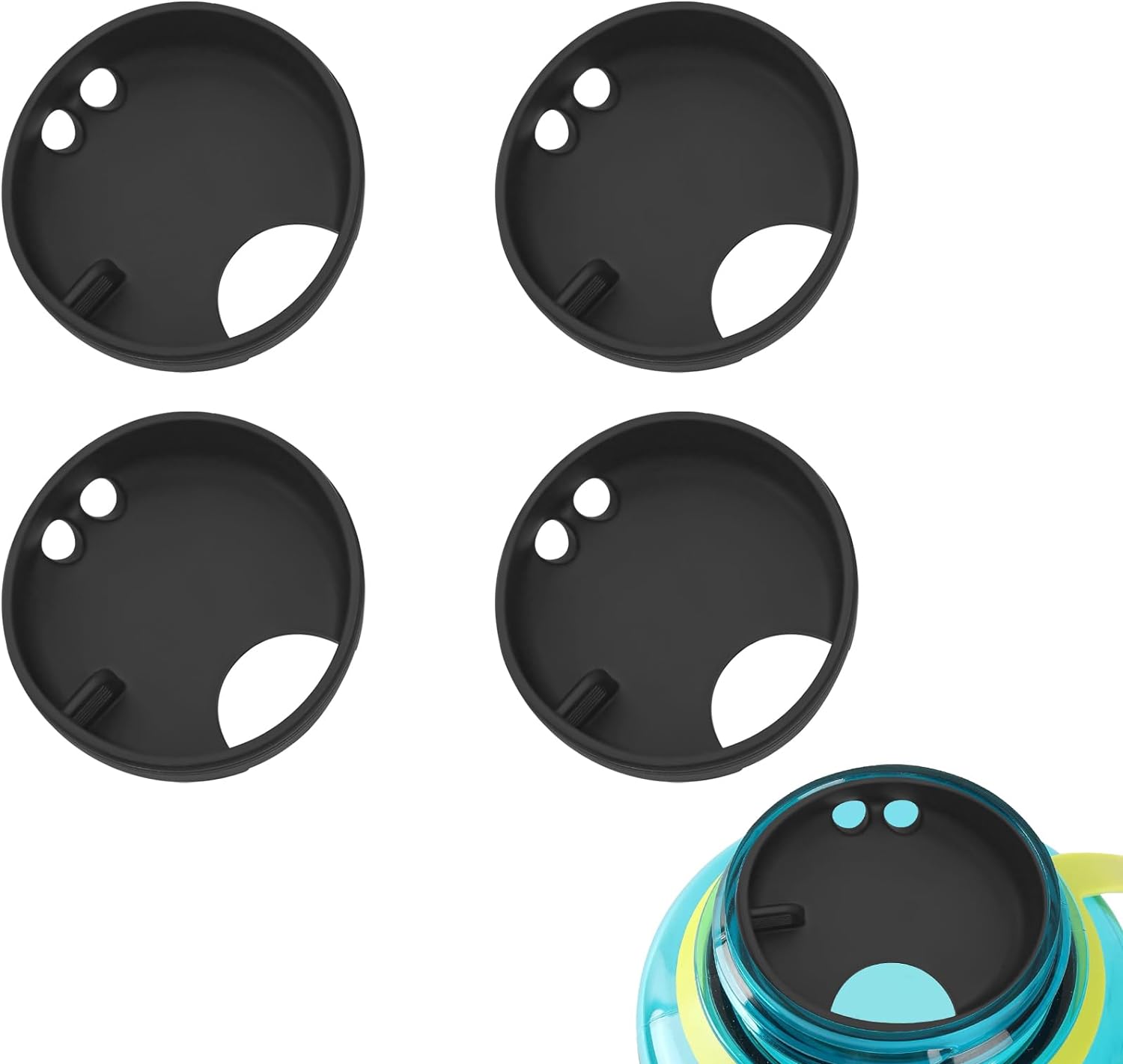 DODAMOUR 4 Pack Silicone Mouth Splash Guard With Drinking Spout and Ventilation Holes, Wide