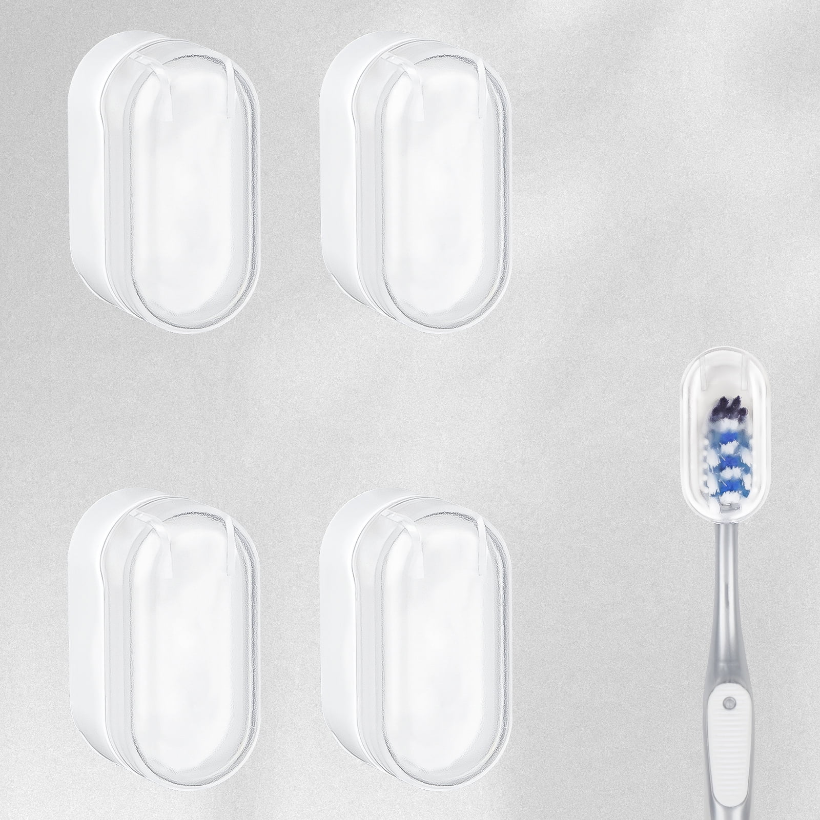 DODAMOUR 4 Pack Travel Toothbrush Head Covers, Portable Wall Mount