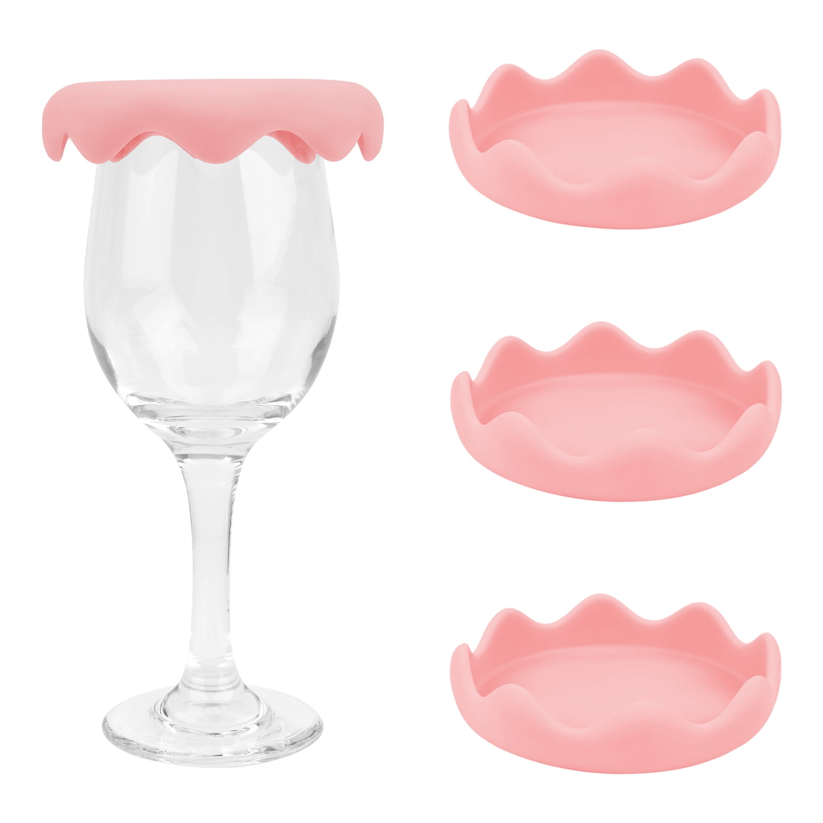 DODAMOUR 4 Pack Wine Glass Covers, Silicone Drink Covers to Keep Debris  Out, Wine Glass Topper Cup Cover for Outdoor Party (Pink)