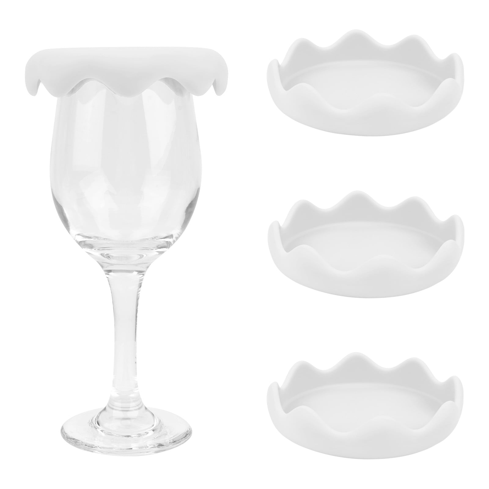 DODAMOUR 4 Pack Wine Glass Covers, Silicone Drink Covers to Keep Debris  Out, Wine Glass Topper Cup Cover for Outdoor Party (White)