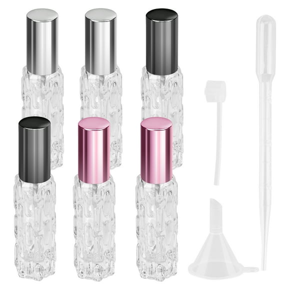 DODAMOUR Mini Refillable Perfume Spray Bottles, 10ml Pocket Size, 6 Pack (Black, Silver, Rose Gold)