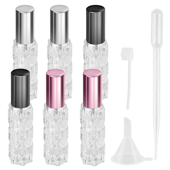 DODAMOUR Mini Refillable Perfume Spray Bottles, 10ml Pocket Size, 6 Pack (Black, Silver, Rose Gold)