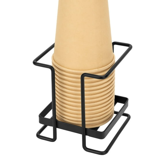 DODAMOUR Bathroom Cup Dispenser, Small Metal Disposable Paper Cup Holder, Coffee Drink Organizer Paper Cup Storage for Home Office (Small, Black)