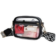 DODAMOUR Clear Stadium Bag with Front Pocket, Crossbody Purse for Women, Black