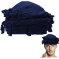 thumbnail image 1 of DODAMOUR Cotton Satin Durag Head Wraps, Vintage Ethnic Turban for Men, Lined Halo Turban for Women, Tassel Beanie for Causal Life Outdoor (Blue), 1 of 8