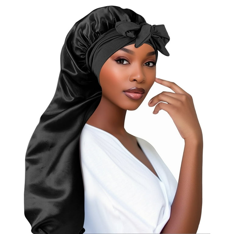 DODAMOUR Extra Long Satin Bonnet, Adjustable Silk Hair Cap for