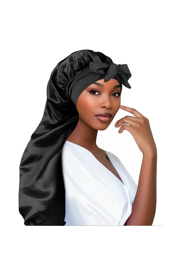 Satin Bonnet for Women, Adjustable Sleep Cap with Tie Band, Double Layer Bonnet for Curly or Dreadlocks Hair