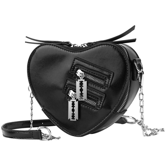 DODAMOUR Heart Shaped Small Crossbody Bags for Women, PU Leather Cell Phone Purse Wallet with Adjustable Strap, Zip Around Trendy Shoulder Handbag (Black)