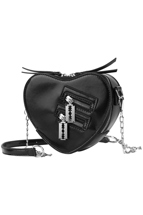 Heart Shaped Small Crossbody Bags for Women, PU Leather Cell Phone Purse Wallet with Adjustable Strap, Zip Around Trendy Shoulder Handbag (Black)