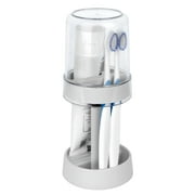 DODAMOUR Height Adjustable Toothbrush Holder for Bathroom, Toothbrush Holder Stand with Tooth Brush Cup, Compatible with Conventional, Electric Toothbrushes, Toothpaste Storage (White)