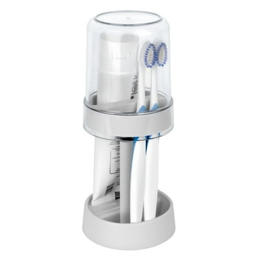DODAMOUR Height Adjustable Toothbrush Holder for Bathroom, Toothbrush Holder Stand with Tooth Brush Cup, Compatible with Conventional, Electric Toothbrushes, Toothpaste Storage (White)