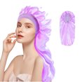 thumbnail image 1 of DODAMOUR Long Satin Bonnet for Women, Double Layer Silk Bonnet with Stretchy Band, Sleeping Cap with Button for Braids Curly Hair (Purple), 1 of 7