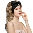 thumbnail image 1 of DODAMOUR Long Satin Bonnet for Women, Double Layer Soft Silk Bonnet for Long Hair, Elastic Bonnet with Tie Band Sleep Cap (Leopard), 1 of 6