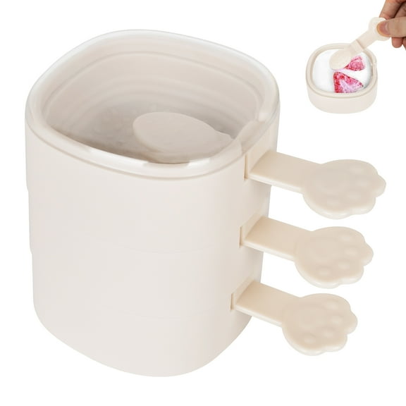 DODAMOUR Multi-Layer Silicone Popsicle Molds with Lid, Cat Popsicle Mold with Sticks, Homemade Food Storage Containers (White)