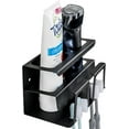 thumbnail image 1 of DODAMOUR Self Adhesive Toothbrush Holder, 4 Slots Toothbrush Cup Holder, Wall Mounted Toothbrush Toothpaste Electric Shaver Organizer for Bathroom Shower (Black), 1 of 6