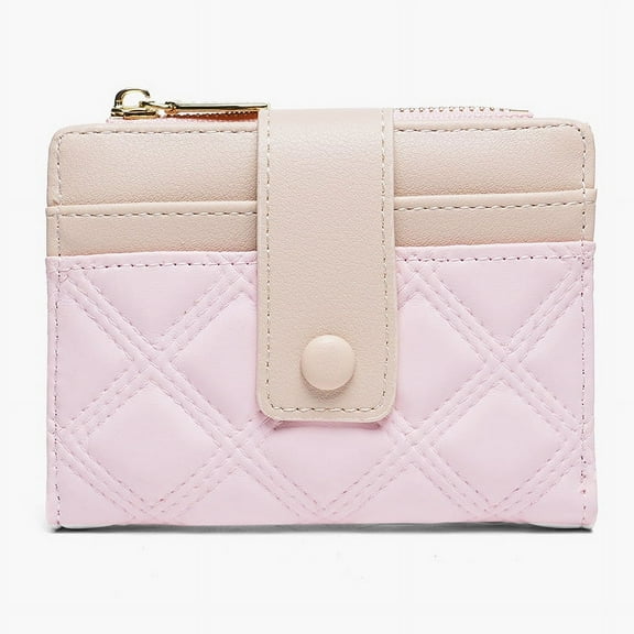 DODAMOUR Small Wallet for Women, Leather RFID Blocking Credit Card Holder Wallet, Zipper Pocket Wallet Coin Purse (Pink)