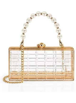 Acrylic clutch bag shoulder bag with removable chain White - Blanks  Collection