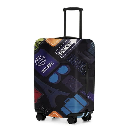 DODAMOUR Travel Luggage Cover Protector, Washable Elastic Suitcase Cover, Luggage Protective Cover for 18-21 Inch Luggage (Background Landmark, S)
