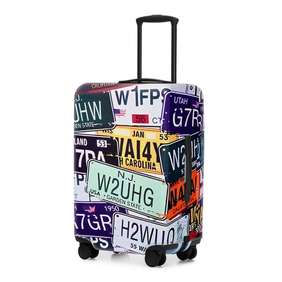 DODAMOUR Travel Luggage Cover Protector, Washable Elastic Suitcase Cover, Luggage Protective Cover for 22-25 Inch Luggage (License Plate, M)