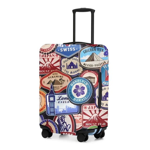 DODAMOUR Travel Luggage Cover Protector, Washable Elastic Suitcase Cover, Luggage Protective Cover for 29-32 Inch Luggage (Round Mark, XL)