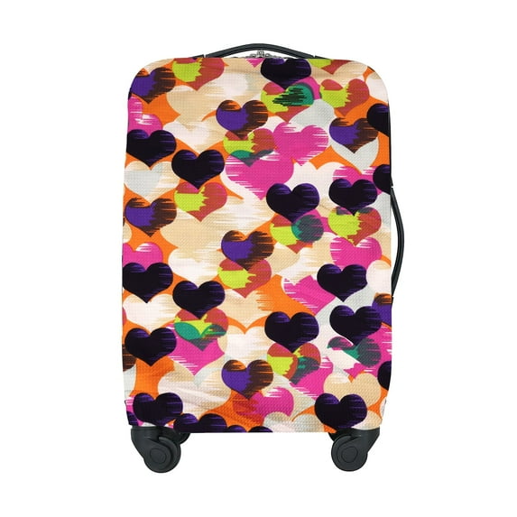 DODAMOUR Durable Polyester Washable XL Travel Luggage Cover, Fits 26-28 Inch Suitcase, Heart Design