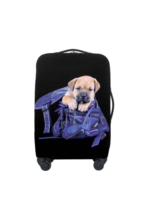 Travel Luggage Cover Suitcase Protector, Washable Suitcase Cover Fits 24-26 Inch Luggage, Elastic Suitcase Protective Cover (XL, Puppy)