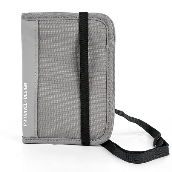 DODAMOUR Travel Passport Holder for Neck with RFID Blocking, Pouch Wallet for Men Women, Slim Hidden Passport Wallet for Cash, Credit Cards (Gray)