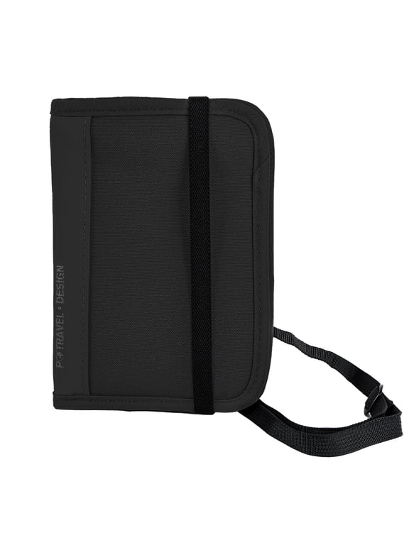 Travel Passport Holder for Neck with RFID Blocking, Pouch Wallet for Men Women, Slim Hidden Passport Wallet for Cash, Credit Cards (Black)