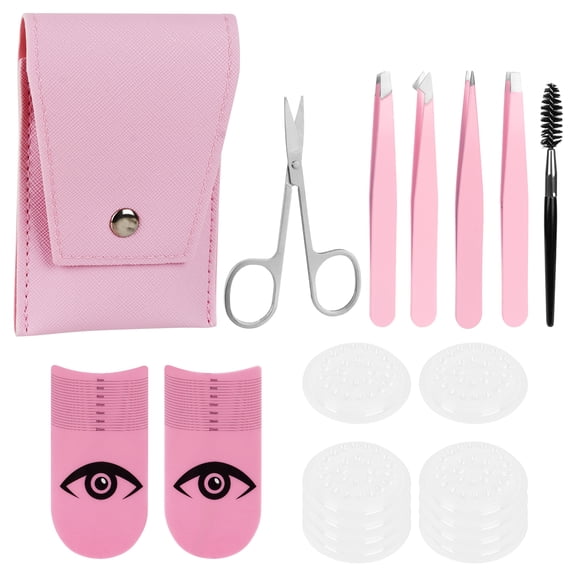 DODAMOUR Tweezers Set for Women, Disposable False Eyelashes Glue Holders for Eyelash Extensions, Pink Eyelash Ruler for Measure Eyelashes
