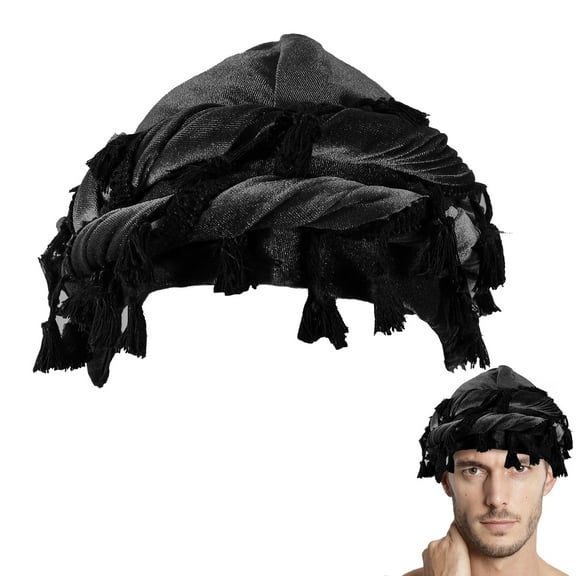 DODAMOUR Velvet Satin-Lined Durag and Halo Turban Wrap for Men and Women, Black