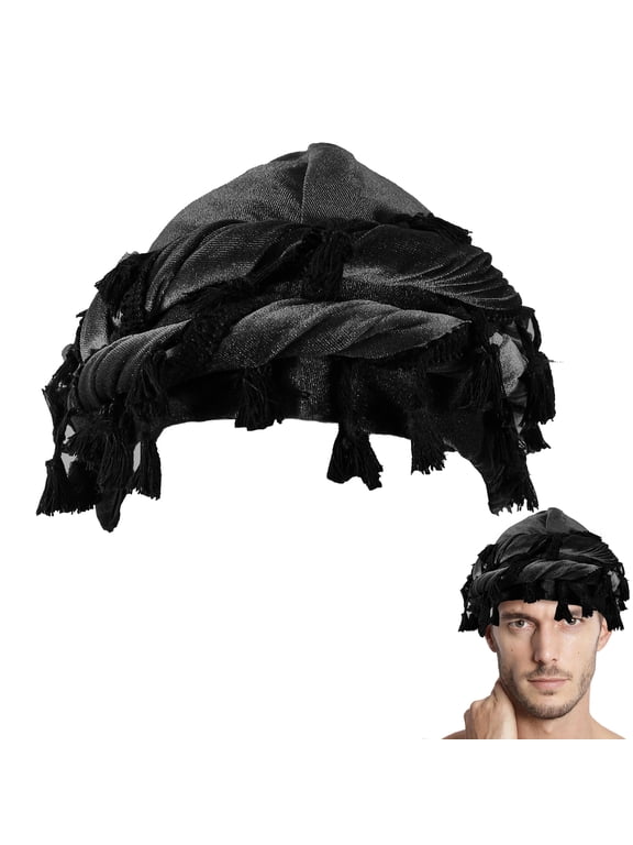 Velvet Satin-Lined Durag and Halo Turban Wrap for Men and Women, Black