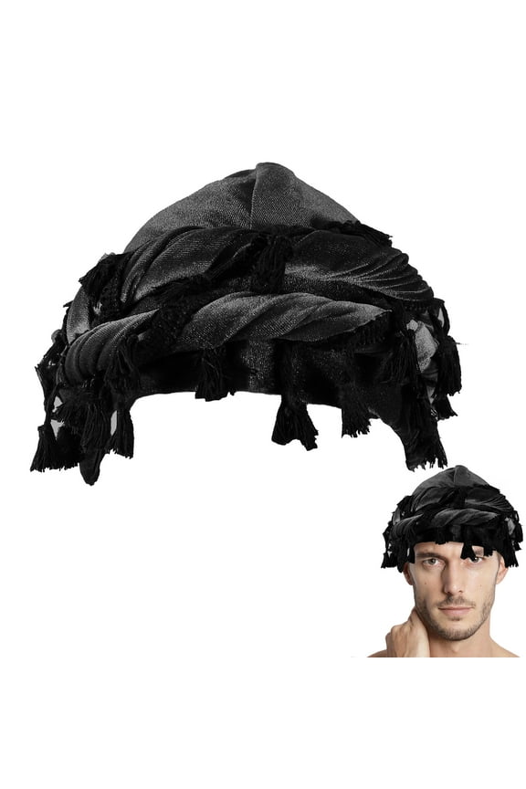 Velvet Satin-Lined Durag and Halo Turban Wrap for Men and Women, Black