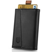 DODENSHA Speed Wallets Mens Leather RFID Blocking Wallet for Mens Slim Card with Zipped Coin Pocket Black and Tan