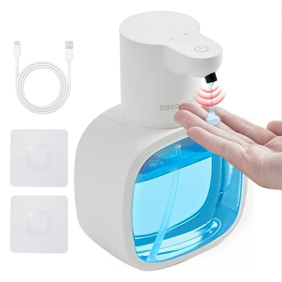 DODO MEKIA Automatic Soap Dispenser, 17oz/500ml Touchless Rechargeable with 4-Level Adjustable & IPX5 Waterproof - Level Display for Wall/Tabletop Use in Bathroom, Kitchen