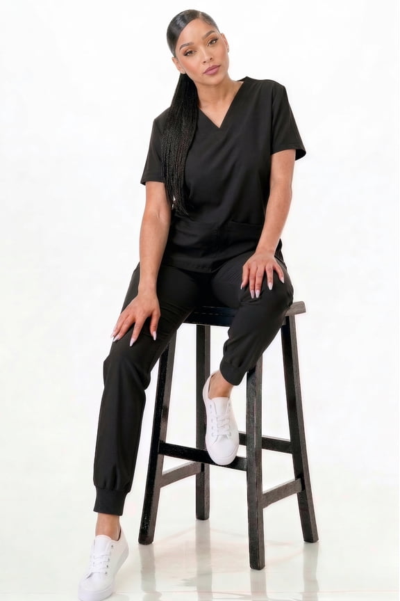 _Scrub Jogger Pants_Black_L_Comfortable Workwear_Breathable