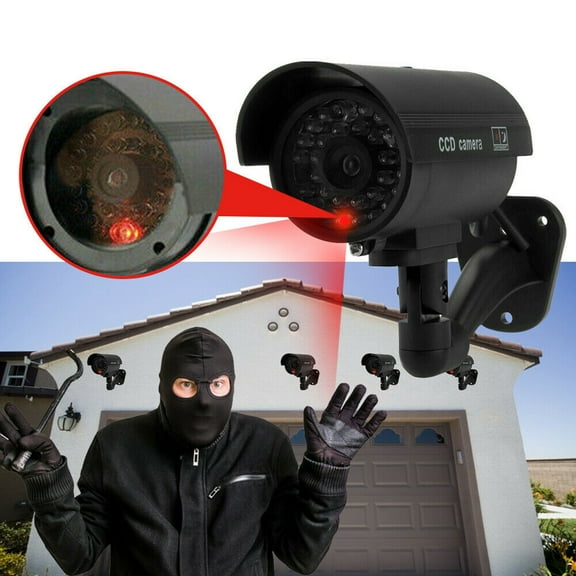 DODOING 1-2-4 Pack Dummy Security Camera Fake Camera for Outside with Realistic Red Flashing Lights for Homes