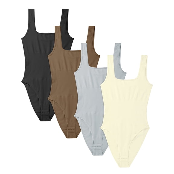 DODOING 1 Piece Bodysuit for Women - Tummy Control Seamless U Neck Tank Tops Thong Compression Shapewear Bodysuits