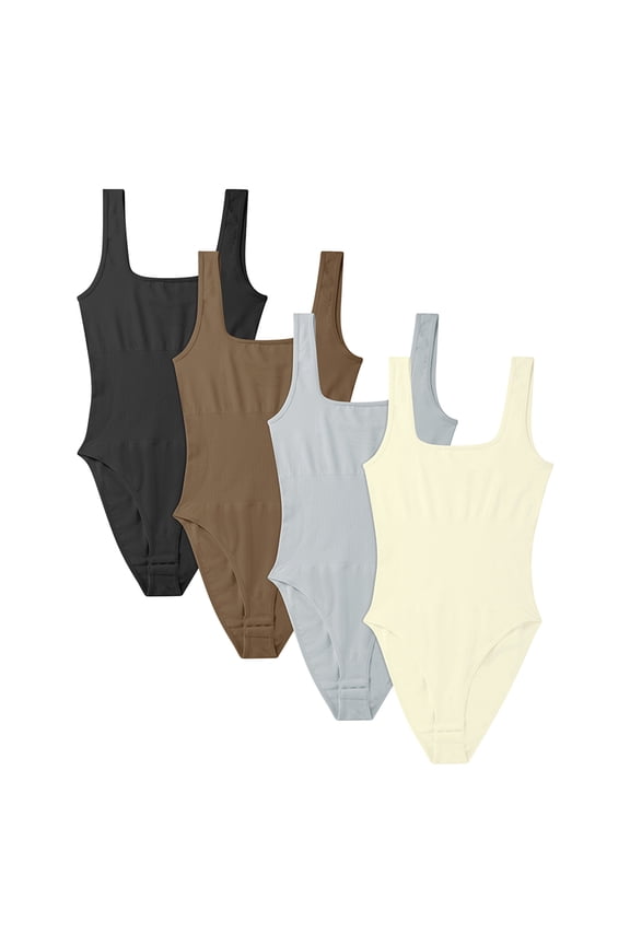 1 Piece Bodysuit for Women - Tummy Control Seamless U Neck Tank Tops Thong Compression Shapewear Bodysuits