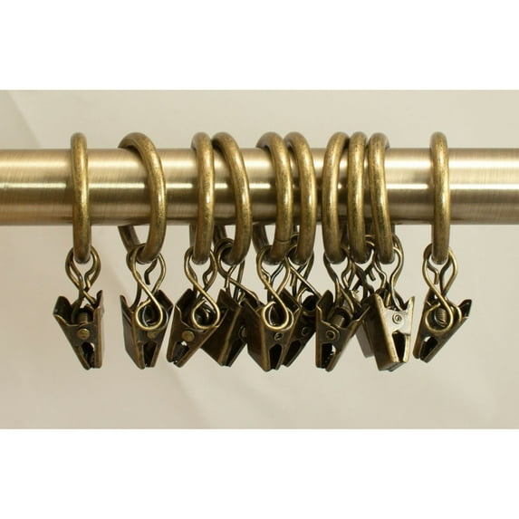 DODOING Pack of 10 Curtain Rings with Clips, Heavy Duty Metal Decorative Drapery Curtain Clip Rings for Windows, Bathroom, Home, Office