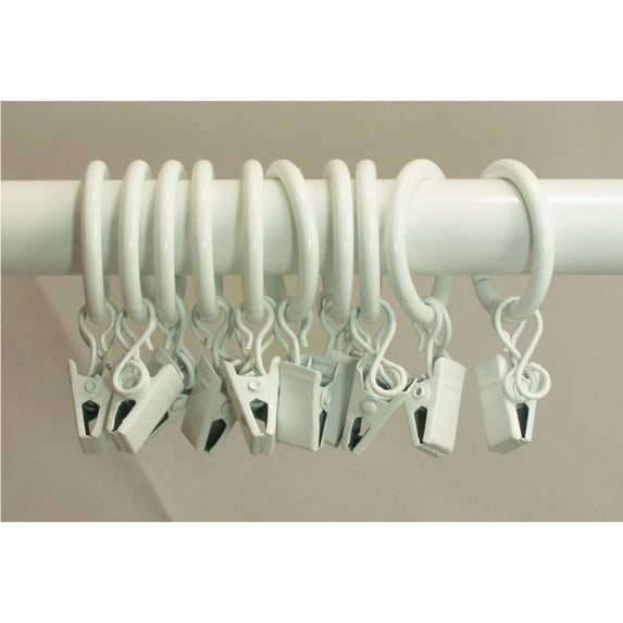 DODOING Pack of 10 Curtain Rings with Clips, Heavy Duty Metal Decorative Drapery Curtain Clip Rings for Windows, Bathroom, Home, Office