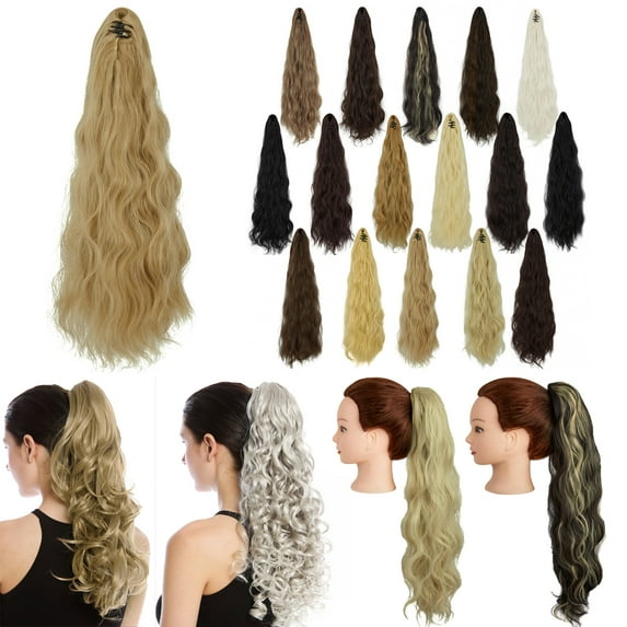 DODOING 18" 21"Colored Hair Extensions Clip in Hair Extensions Hair Pieces Synthetic Hairpiece 150g with a jaw/Claw Clip